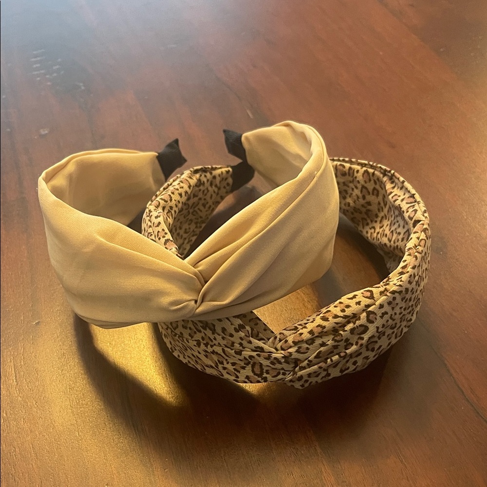 Leopard and Beige Knotted Headband Set